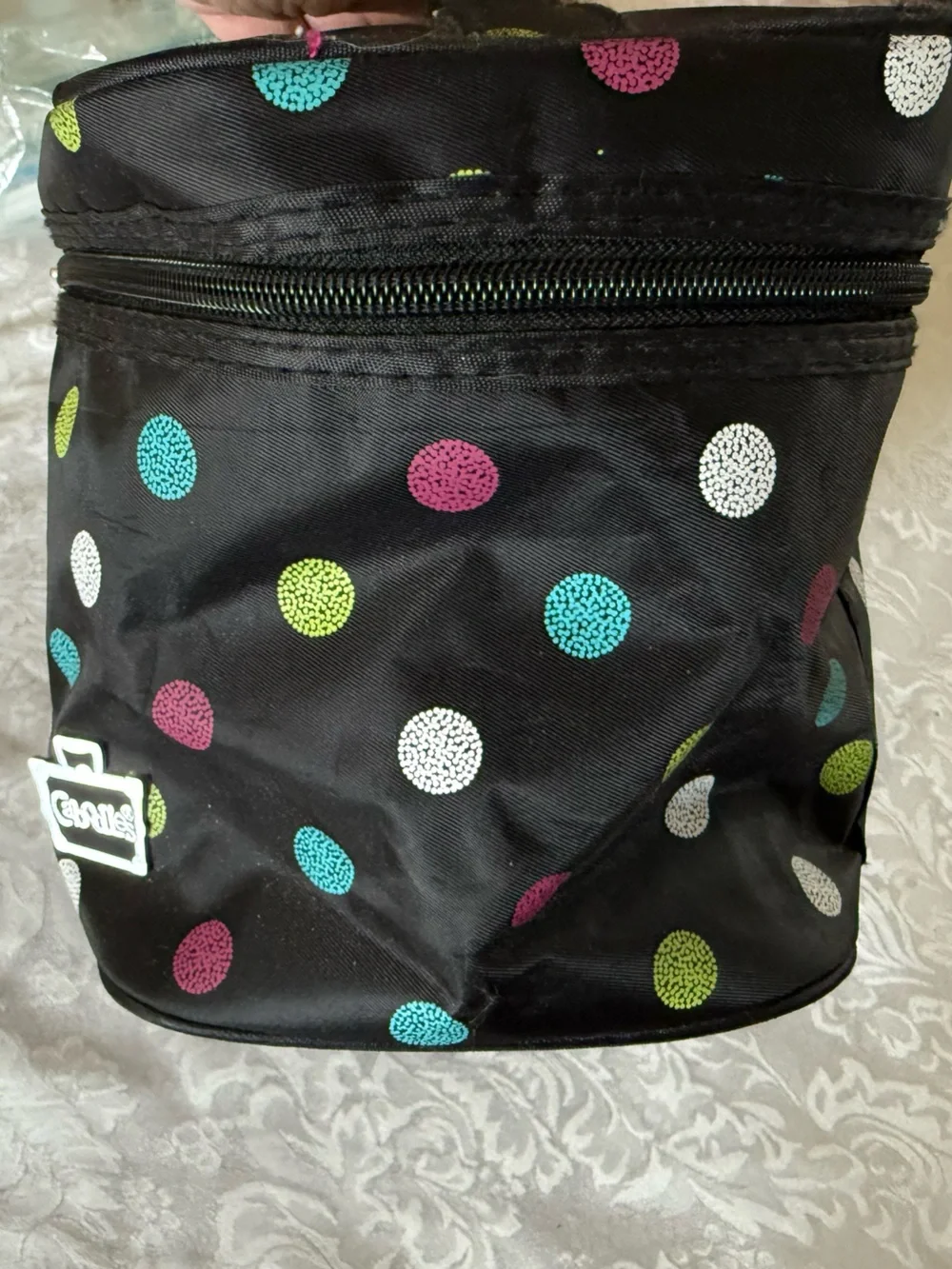Caboodles Black Polka Dot Travel Cosmetic Case with Multicolor Dots